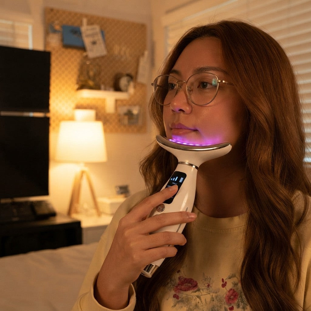 Portable LED Light Therapy Face and Neck Massager